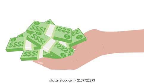Hand hold money. vector illustration