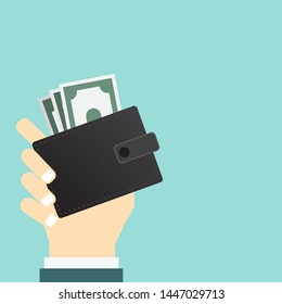 Hand hold money wallet finance concept