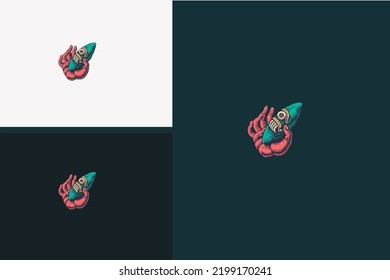 hand hold monster angry vector illustration design