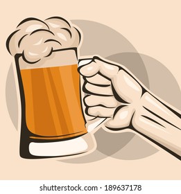 Hand hold a mug of beer