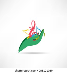 hand hold music note vector icon