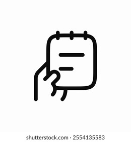 hand hold notepad icon sign vector