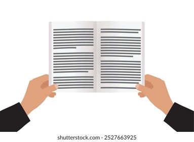 Hand hold open book notes. vector