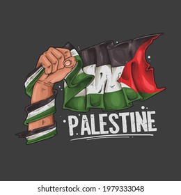 Hand Hold Palestine Flag Illustration