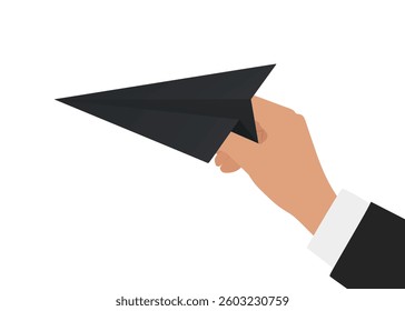 Hand hold paper plane. vector