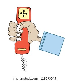 hand hold the phone doodle