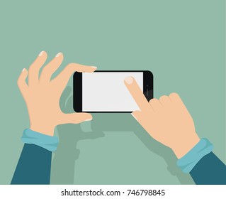 hand hold phone and touch