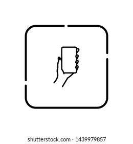 Hand hold phone vector icon
