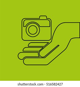 hand hold photographic camera e-commerce icon vector illustration eps 10