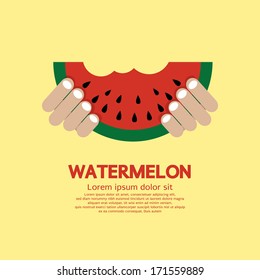 Hand Hold A Piece Of Watermelon