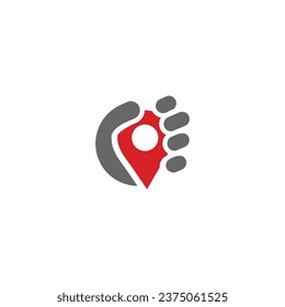 hand hold pin spot location as tracker logo icon vector template