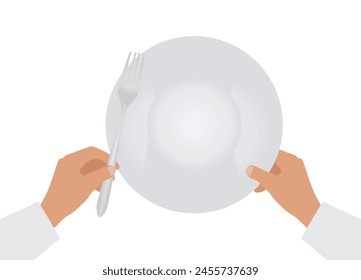 Hand hold plate. vector illustration