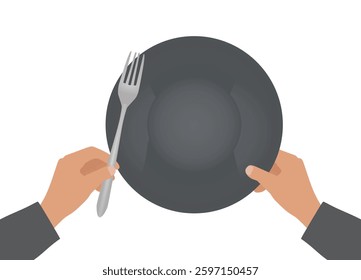 Hand hold plate. vector illustration