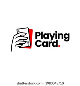 retener mano jugar tarjeta de poker logo de juego icono vectores