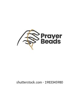 Hand Hold Prayer Beads Logo Vector Icon Illustration