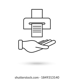 Hand hold Printer icon Vector illustration, flat design