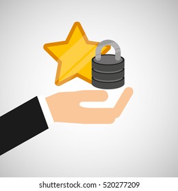 hand hold protected concept data favorite padlock vector illustration eps 10