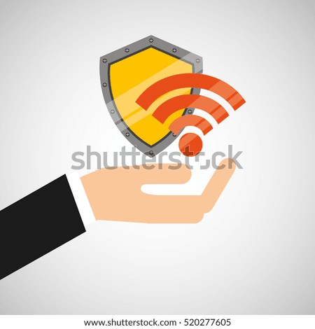 hand hold protected concept wifi padlock vector illustration eps 10
