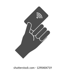 Hand Hold Proximity Card. Vector.