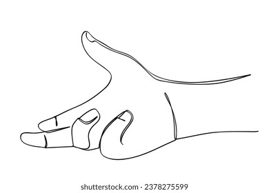 hand hold or receive something, vector continuous line art
