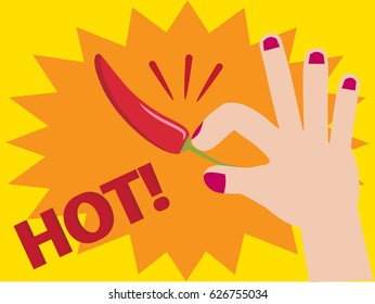 hand hold red pepper.hot concept verter