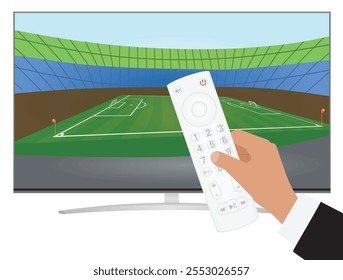 Hand hold remote controller. vector illustration