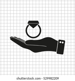 hand hold ring -  black vector icon