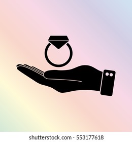 hand hold ring  - black vector icon