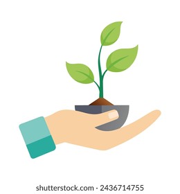 
Hand hold seeding isolated flat vector illustration.
