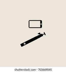Hand hold selfie stick with mobile phone