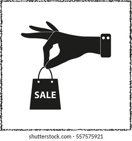 Hand Hold Shopping Bag  - Black Vector Icon