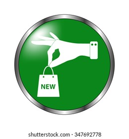 hand hold shopping bag -  green vector icon