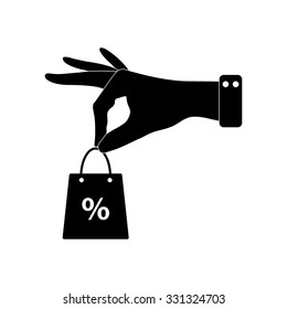 hand hold shopping bag - vector icon