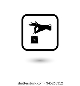 hand hold shopping bag - vector icon