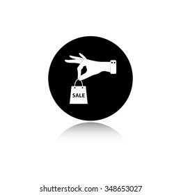 hand hold shopping bag - vector icon