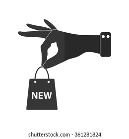 hand hold shopping bag  - vector icon