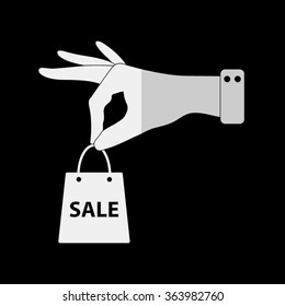 hand hold shopping bag  - vector icon