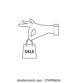 hand hold shopping bag  - vector icon