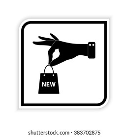 hand hold shopping bag  - vector icon