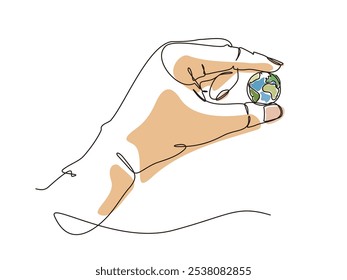 El mundo Pequeño de la mano muestra el concepto de la Ilustración vectorial preciosa gráfica EPS 10