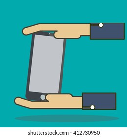 Hand hold Smart-Phone, Connection concept