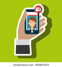 hand hold smartphone icon