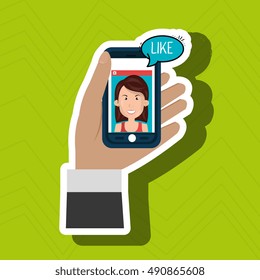hand hold smartphone icon
