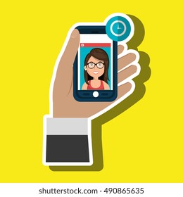 hand hold smartphone icon