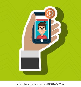hand hold smartphone icon