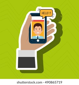 hand hold smartphone icon