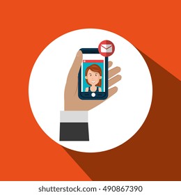 hand hold smartphone icon