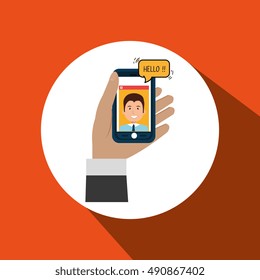 hand hold smartphone icon