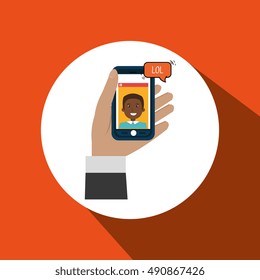 hand hold smartphone icon