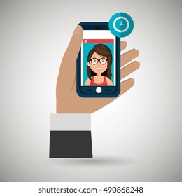 hand hold smartphone icon